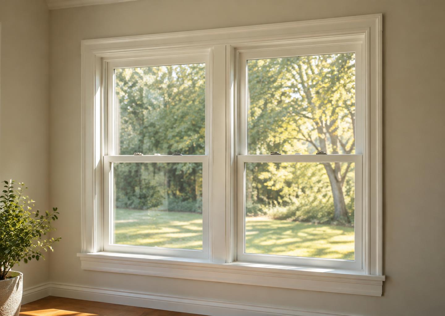 Sunlit windows with custom interior casing and trim